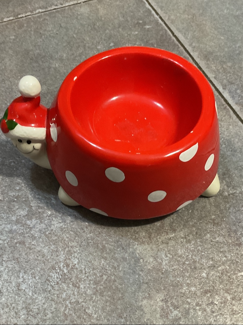 Fitz and Floyd Red Ceramic Polka-Dot Small Pet Bowl